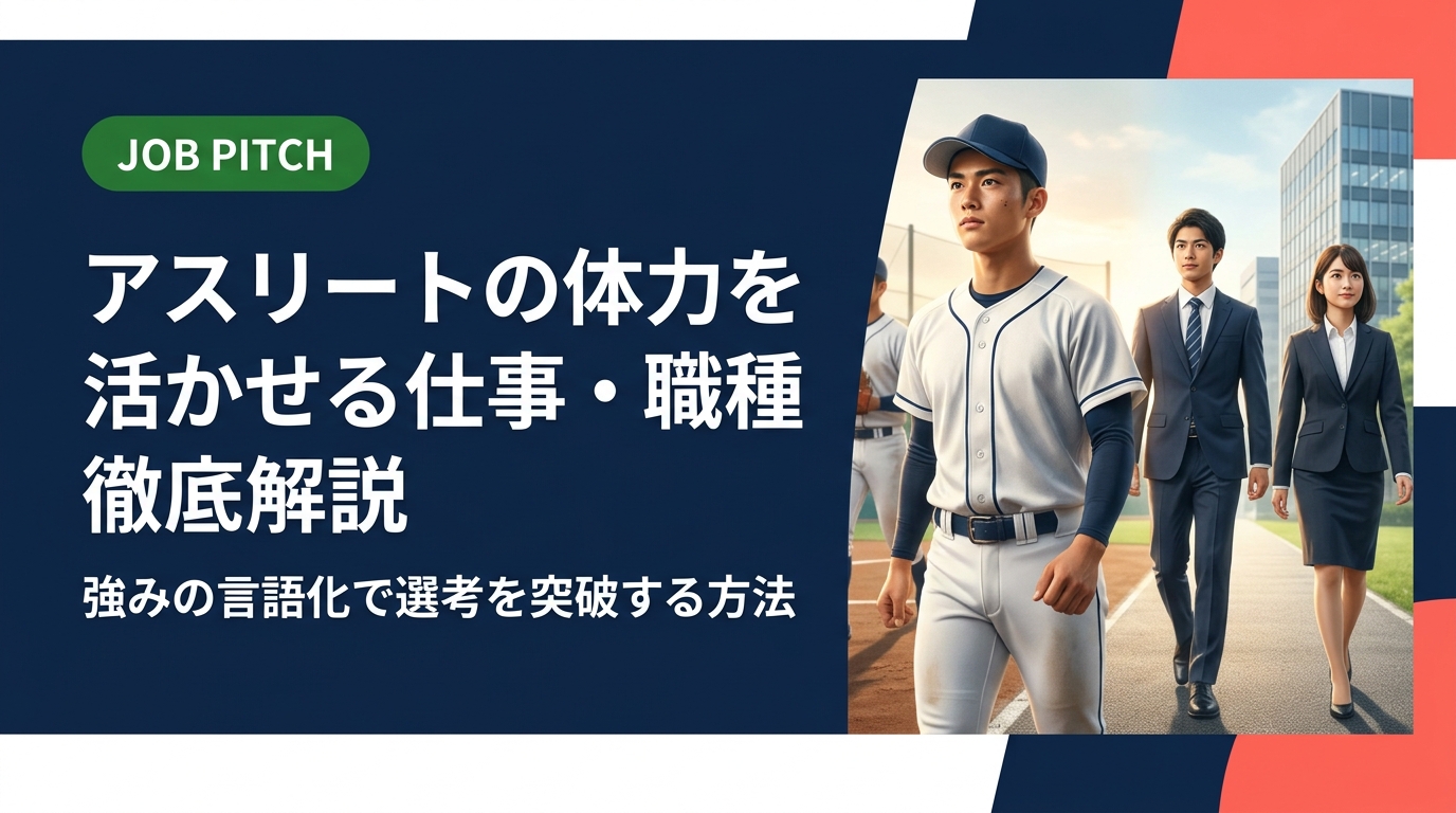 体力を活かせる仕事を探すアスリートへ。具体的な職種一覧から、競技経験を強みに言語化する方法・自己PR例文・面接での伝え方まで実務的に解説。セカンドキャリアの第一歩を踏み出そう。