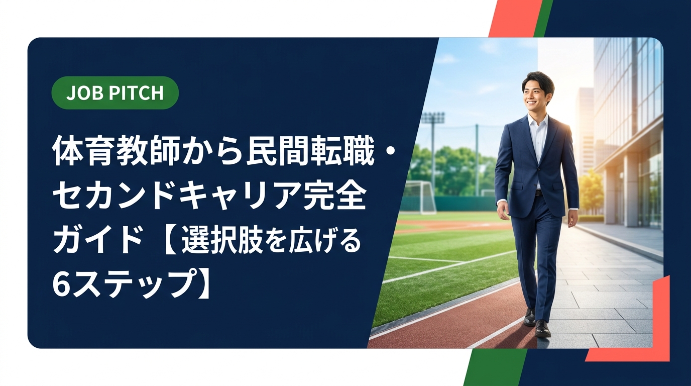 体育教師・保健体育教員から民間転職を考える方へ。スポーツ経験を活かせる企業や職種、転職の進め方を実務的に解説。JOB PITCHが女房役として伴走します。