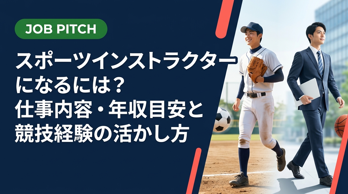 スポーツインストラクターの仕事内容・年収目安・なり方を元競技者向けに実務的に解説。資格取得から案件獲得、正社員×副業の二刀流まで、JOB PITCHが伴走します。