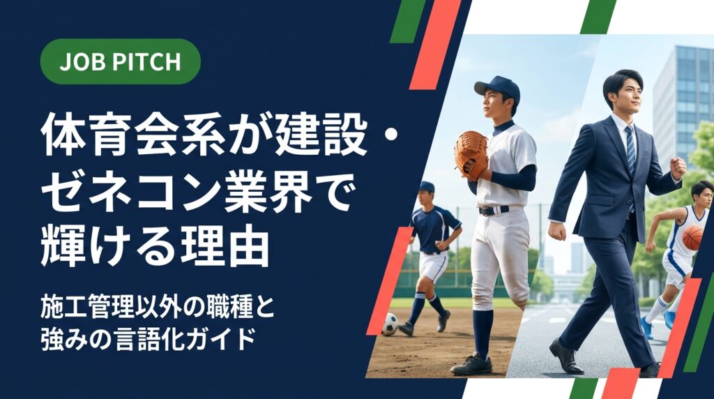体育会出身者が建設・ゼネコン業界を目指す際、施工管理以外にも活躍できる職種や場面を具体的に解説。競技経験を面接で伝える自己PR例文・強みの翻訳方法まで丁寧にまとめます。