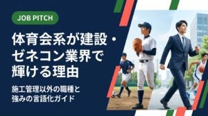 体育会出身者が建設・ゼネコン業界を目指す際、施工管理以外にも活躍できる職種や場面を具体的に解説。競技経験を面接で伝える自己PR例文・強みの翻訳方法まで丁寧にまとめます。