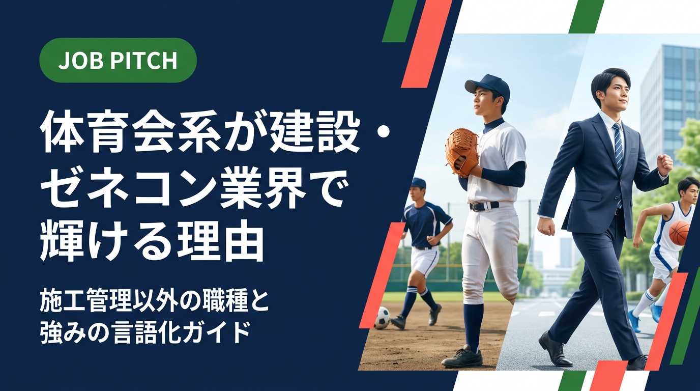 体育会出身者が建設・ゼネコン業界を目指す際、施工管理以外にも活躍できる職種や場面を具体的に解説。競技経験を面接で伝える自己PR例文・強みの翻訳方法まで丁寧にまとめます。