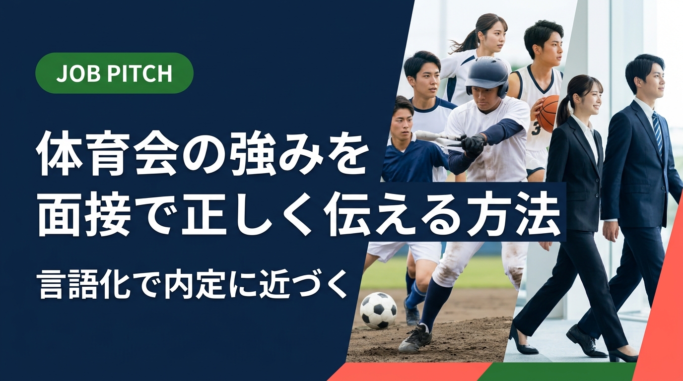 体育会学生が面接で強みを伝えるための言語化術を解説。競技経験を職種別に翻訳する方法、自己PR例文、陥りがちな誤解の補正まで実務的に紹介。無料キャリア相談も受付中。
