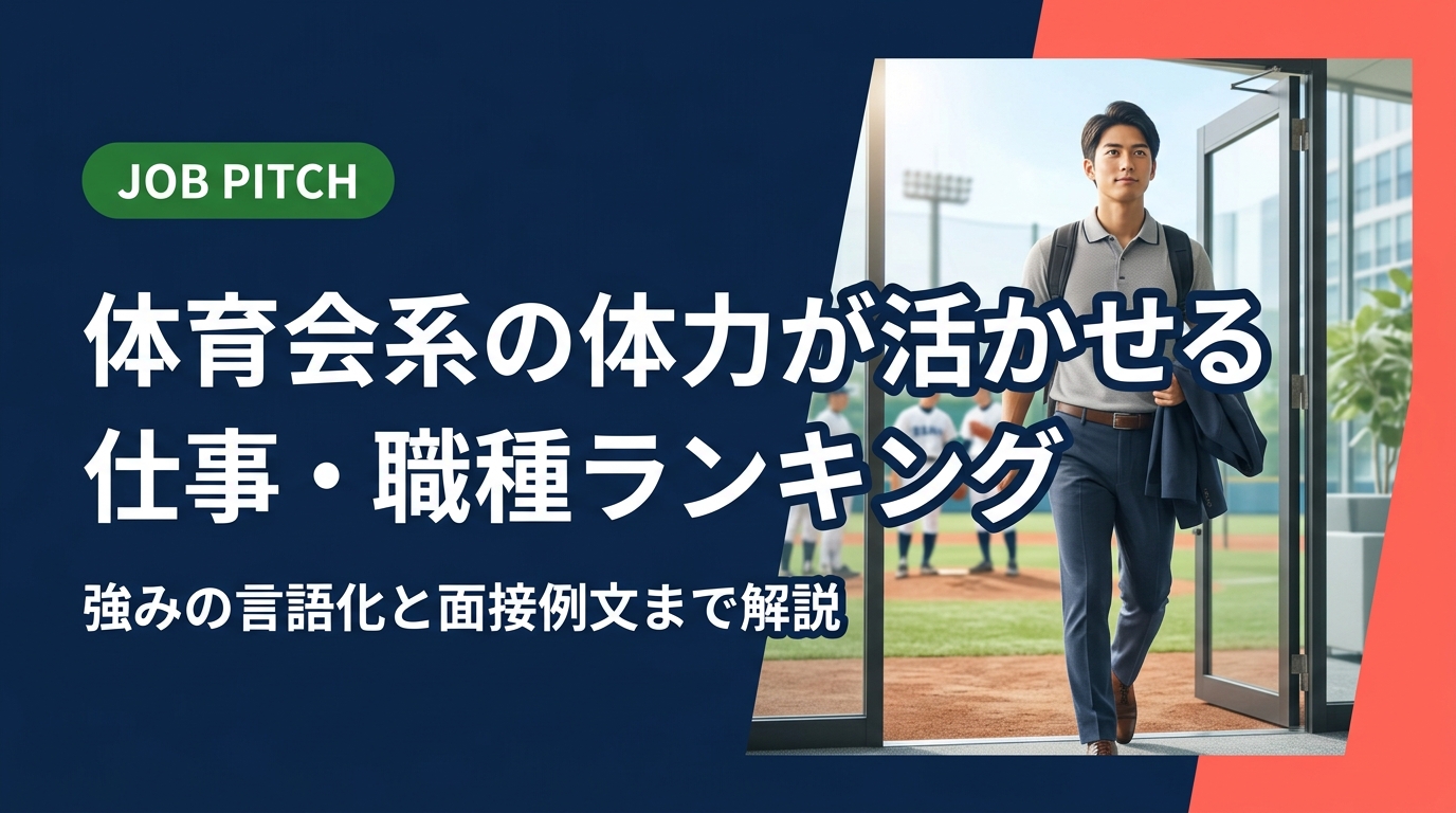 体育会系出身者の体力・精神力を活かせる仕事・職種をランキング形式で紹介。単なる体力自慢に終わらせず、競技経験を強みに言語化する方法・自己PR例文・面接での伝え方まで実務的に解説します。
