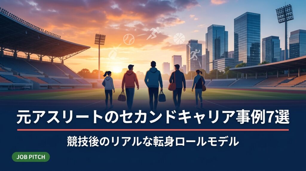 引退後のキャリアが不安な元アスリートへ。野球・陸上・バスケなど多様な競技種目の転身事例をもとに、セカンドキャリアの具体的なイメージを解説。JOB PITCHが競技経験を活かす道を伴走します。
