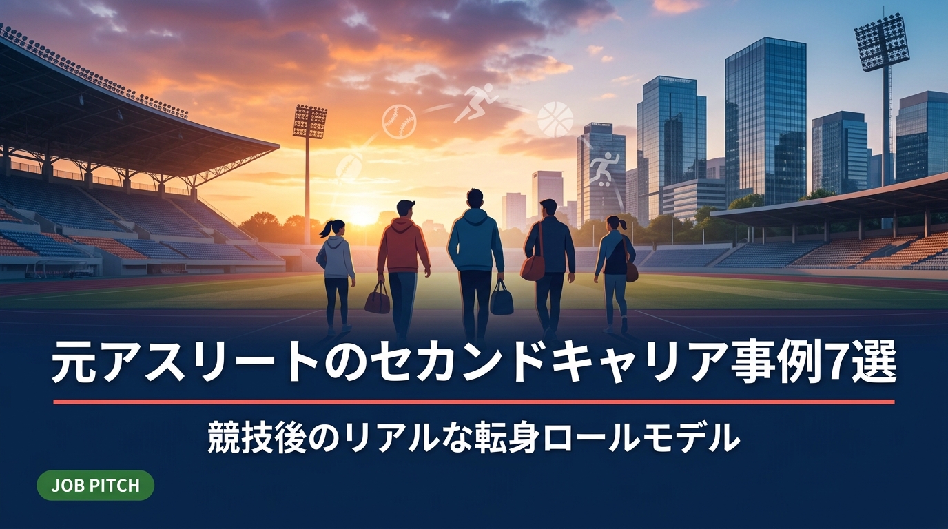 引退後のキャリアが不安な元アスリートへ。野球・陸上・バスケなど多様な競技種目の転身事例をもとに、セカンドキャリアの具体的なイメージを解説。JOB PITCHが競技経験を活かす道を伴走します。