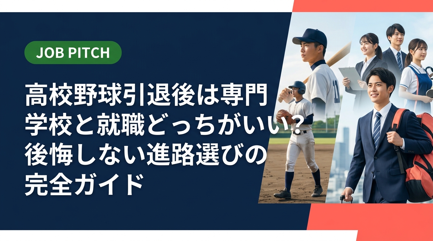 高校野球を引退した3年生必見。専門学校進学と就職それぞれのメリット・デメリットを徹底比較。保護者と一緒に読める実用的な進路判断チェックリスト付きで、あなたに合った選択肢を見つけよう。
