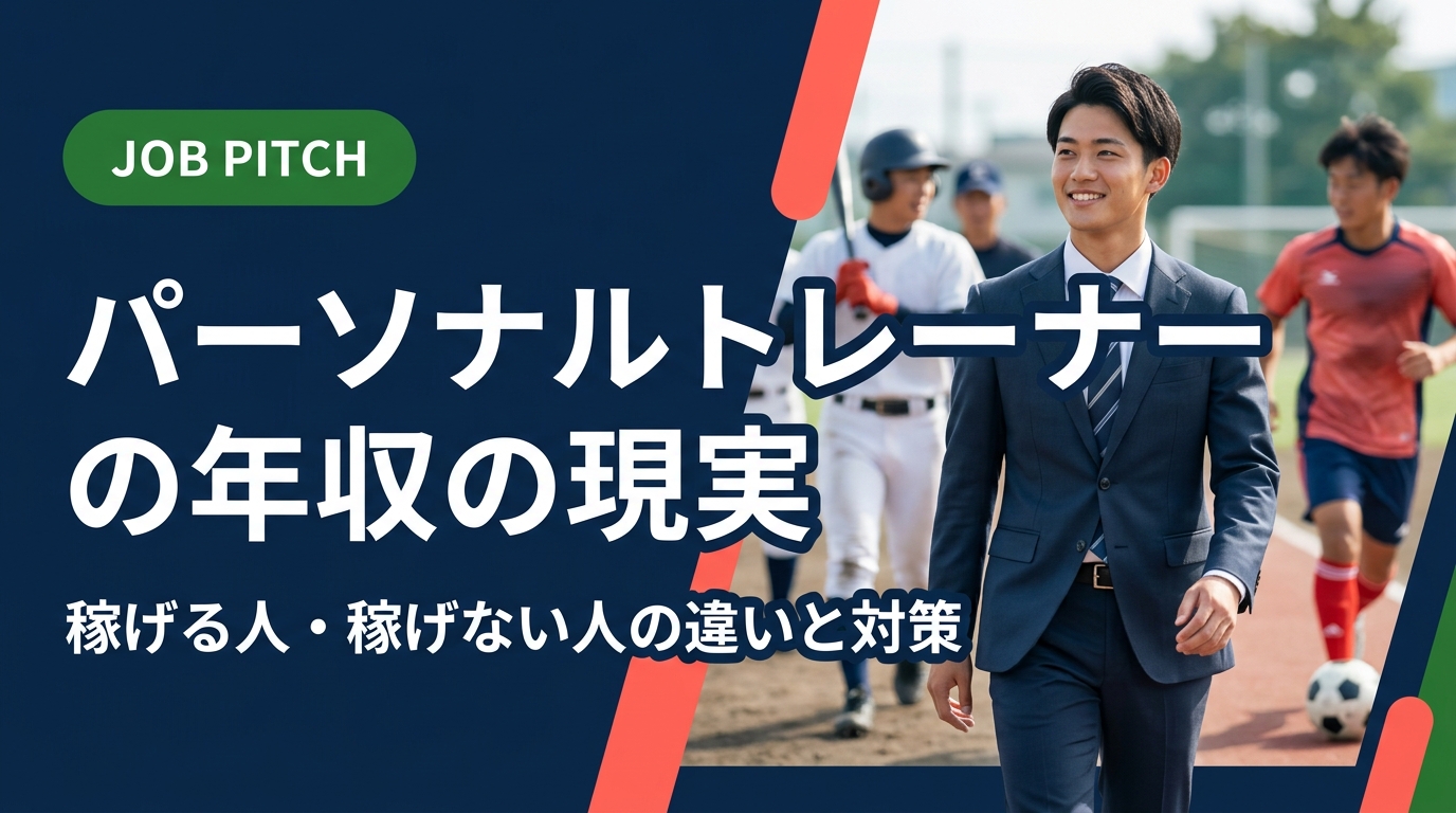 パーソナルトレーナーの年収の現実を競技経験者向けに解説。平均年収の目安・稼げる人の特徴・フリーランス転向のリスク・収入を伸ばす具体的なロードマップまで実務的にまとめました。