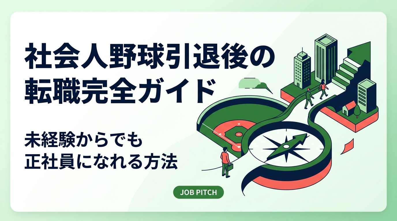 社会人野球を退団し、ビジネス経験ほぼゼロで転職活動を始める方へ。強みの整理から求人選び・面接対策まで、未経験転職の実践的な進め方をステップごとに解説します。