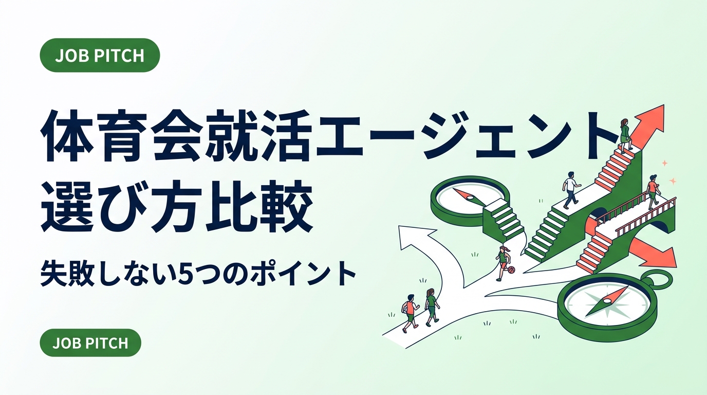 体育会学生・元アスリートが就活エージェントを選ぶ際の比較ポイントを解説。競技経験を強みに変えるサポートを受けるために、担当者の専門性・求人の質・伴走力など失敗しない選び方を具体的に紹介します。