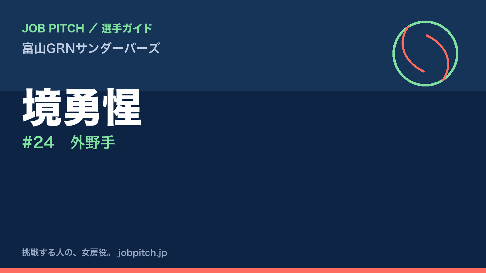境勇惺（富山GRNサンダーバーズ・外野手）