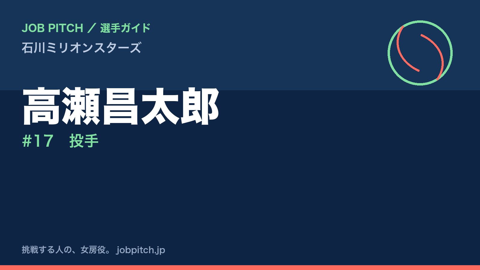 高瀬昌太郎（石川ミリオンスターズ・投手）