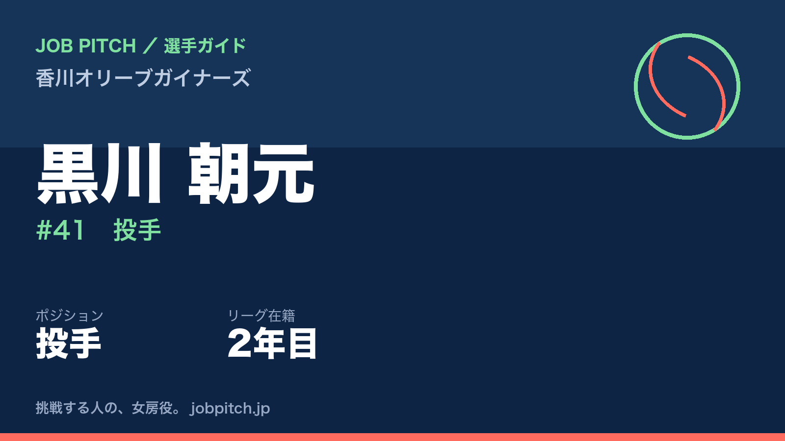 黒川朝元選手（香川オリーブガイナーズ）