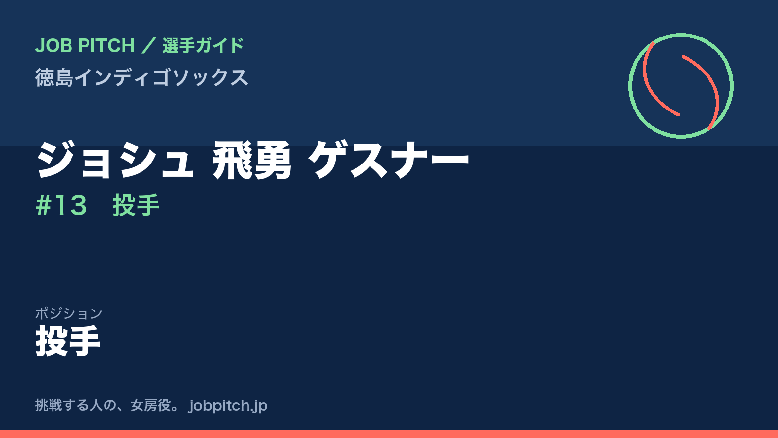 ジョシュ飛勇ゲスナー選手(徳島インディゴソックス)
