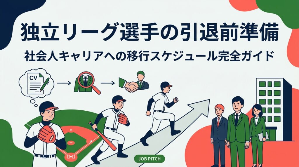 独立リーグ在籍中に引退後のキャリア準備を始めるべき時期・手順を解説。履歴書の書き方から転職活動のスケジュール、二刀流の選択肢まで、元独立リーグ選手が支援する観点で具体的にまとめました。