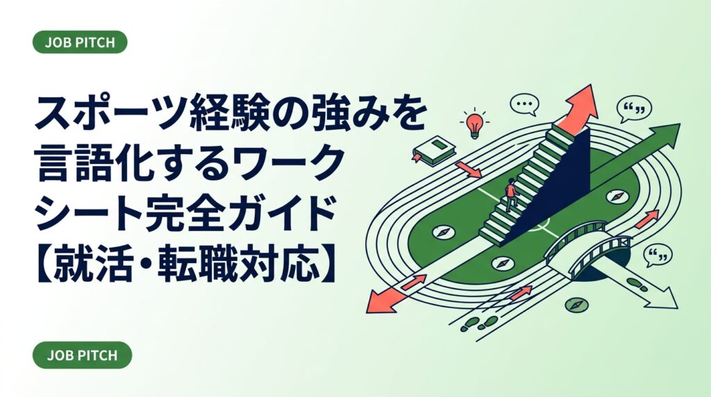 スポーツ経験の強みを言語化する方法をワークシート形式で解説。自己分析に詰まっているアスリート就活生・転職者が、面接や職務経歴書で使える言葉に落とし込む具体的手順を紹介します。