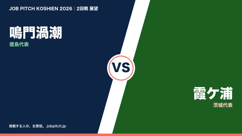 鳴門渦潮 vs 霞ケ浦 2026夏の甲子園2回戦 展望