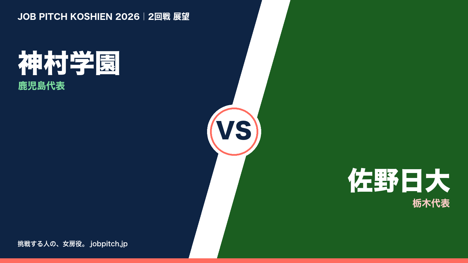 神村学園 vs 佐野日大 2026夏の甲子園2回戦 展望