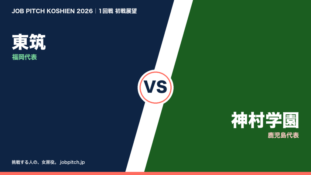 東筑 vs 神村学園 2026夏の甲子園1回戦 初戦展望