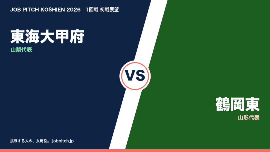 東海大甲府 vs 鶴岡東 2026夏の甲子園1回戦 初戦展望