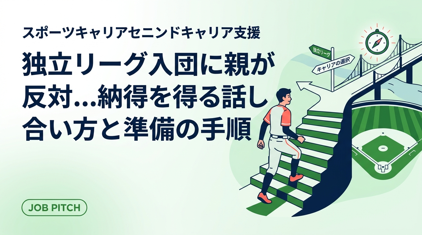 独立リーグ入団を親に反対されたとき、どう話し合えばいいのか。反対理由の正体、年俸や生活費の現実、撤退ラインの決め方、親子それぞれの伝え方を具体的な手順と例文で解説します。