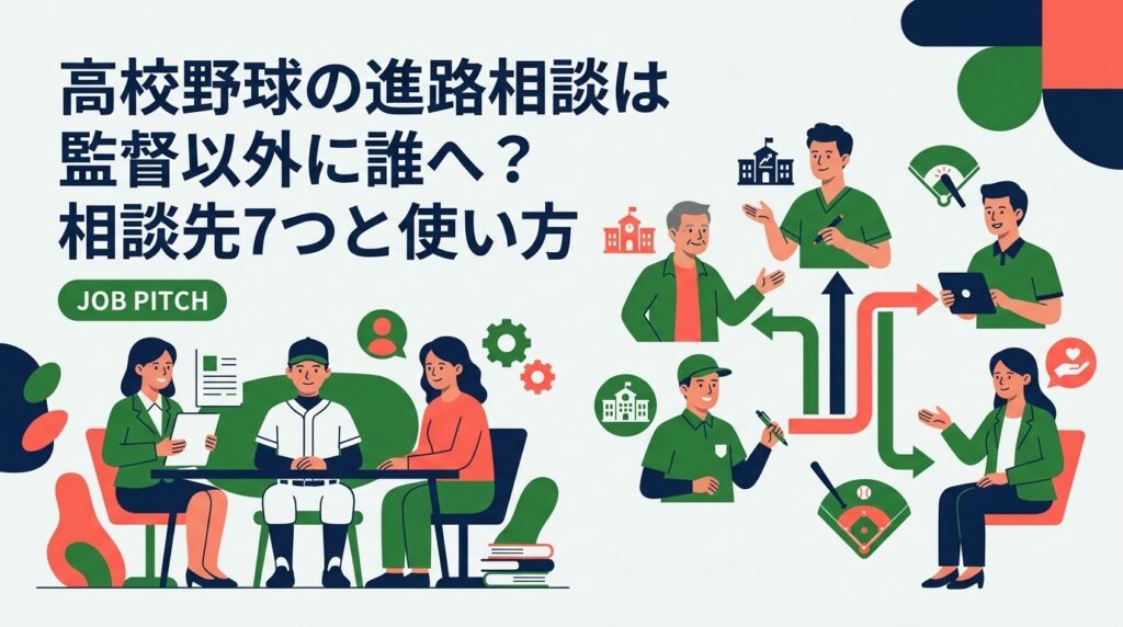 高校野球の進路を監督以外に相談したい高校3年生と保護者へ。進路指導部・OB・大学や社会人チーム・独立リーグ・人材支援など相談先の特徴と使い分け、切り出し方の例文、確認すべき条件の目安まで実務的に解説します。