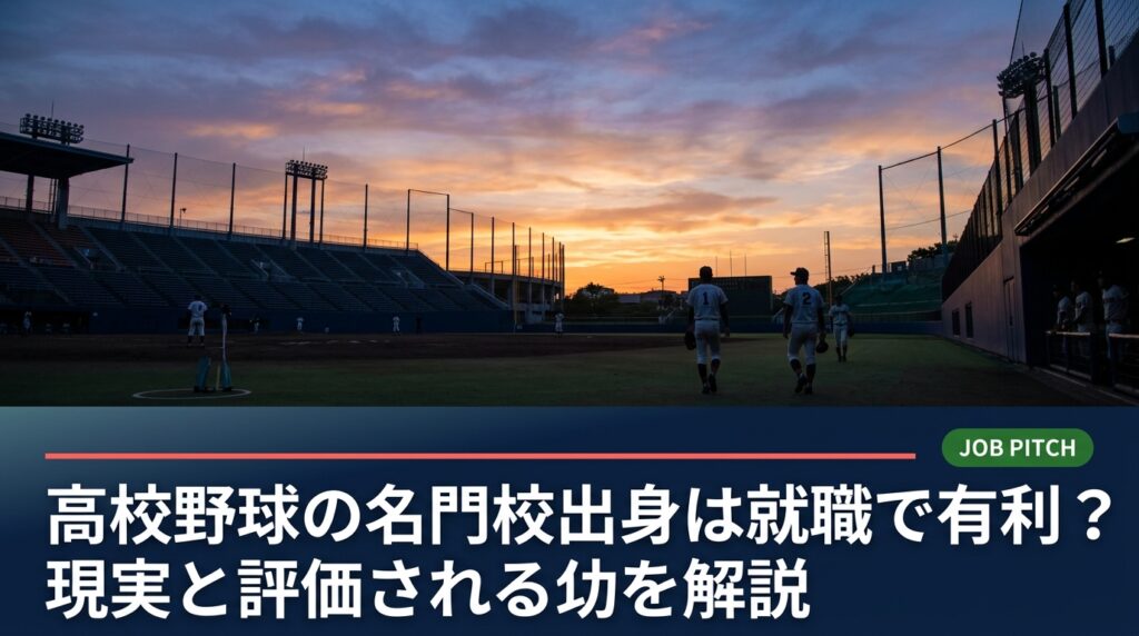 高校野球の名門校出身は就職で有利なのか、その現実を解説。ネームバリューだけでは通用しない理由、企業が本当に評価する力、高卒・大学生別の進路の選び方、自己PRの作り方まで具体的にまとめました。
