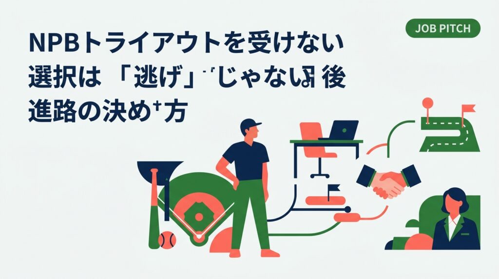 戦力外通告を受けてNPBトライアウトを受けないと決めた選手へ。受けない判断が妥当な理由、引退後の進路の選択肢、期限の切り方、12月までにやる具体的な準備と相談先を、元独立リーガーの視点で実務的に解説します。