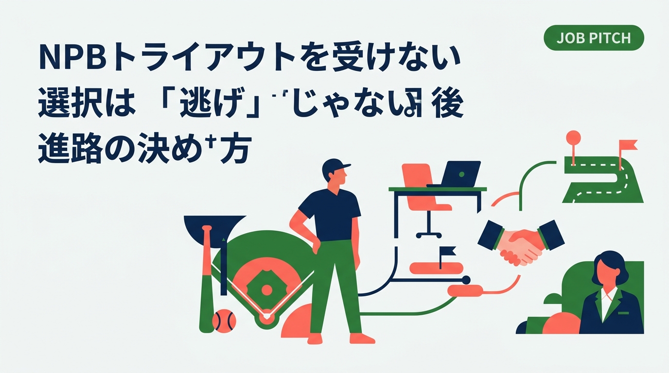 戦力外通告を受けてNPBトライアウトを受けないと決めた選手へ。受けない判断が妥当な理由、引退後の進路の選択肢、期限の切り方、12月までにやる具体的な準備と相談先を、元独立リーガーの視点で実務的に解説します。