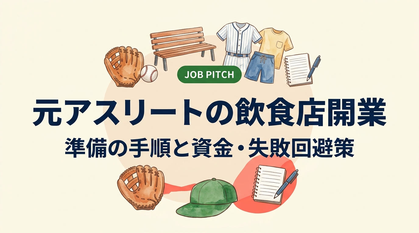 引退後に飲食店を開業したい元アスリート向けに、準備の手順を6ステップで解説。必要資金の目安、物件・許認可、修業期間の作り方、副業や業務委託で生活費を確保しながら準備する現実的な方法まで整理します。