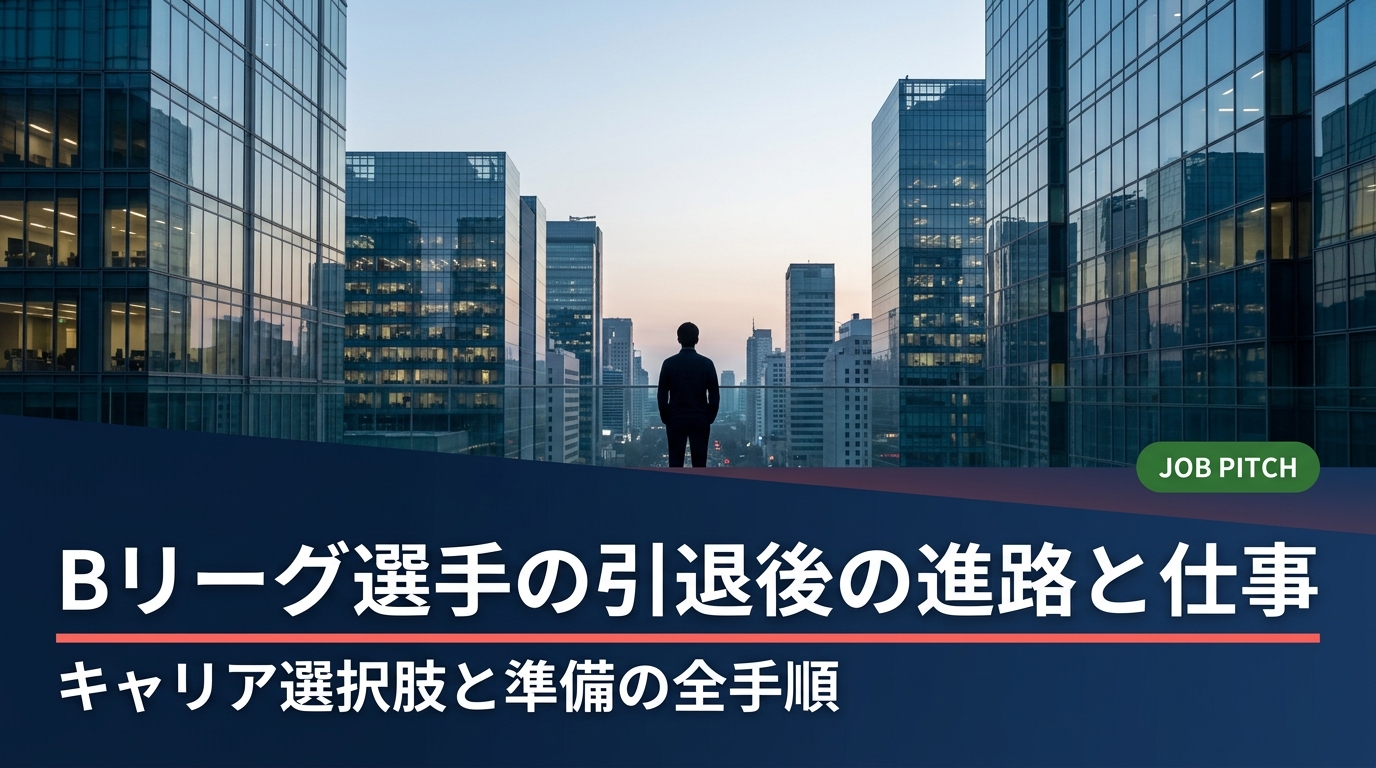 Bリーグ・B2B3選手の引退後の進路と仕事を具体的に解説。平均引退年齢やセカンドキャリアの選択肢、強みの言語化、在籍中からの準備、転職活動の手順まで実務的に整理しました。無料相談も受付中です。