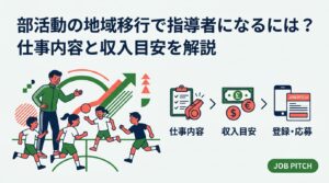 部活動の地域移行で指導者の仕事に就くには、自治体の人材バンク登録や地域クラブへの直接応募が最短ルートです。必要な資格、報酬の目安、副業・兼業での働き方、競技経験の活かし方まで実務的に解説します。