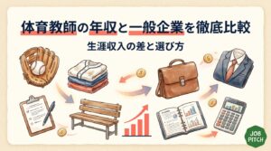 体育教師の年収は一般企業と比べてどうなのか、初任給から40代、生涯収入までを目安データで比較。部活動手当や残業代の実態、教員から民間へ転職する場合の選択肢まで、競技経験者向けに具体的に解説します。