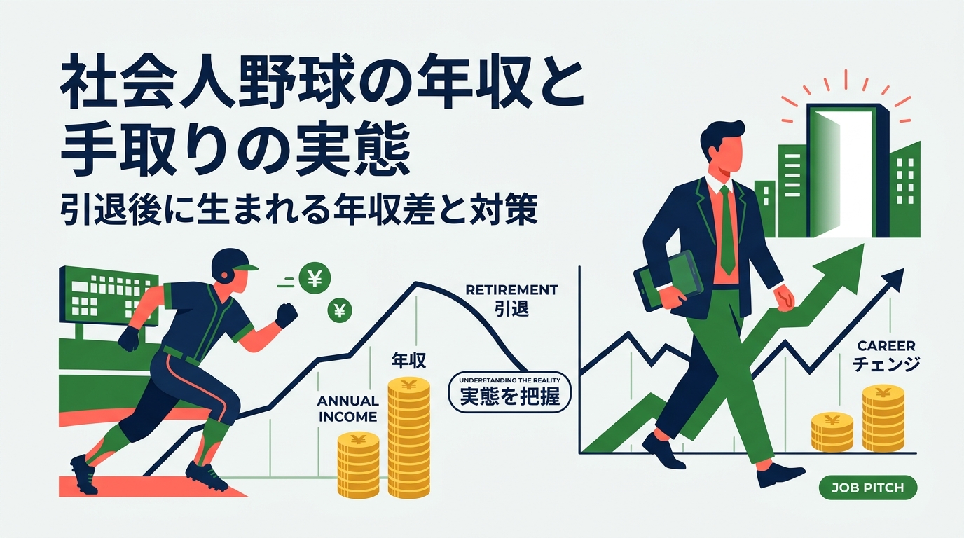 社会人野球の年収・手取りはどれくらいか、企業チームとクラブチームの違い、引退後に生じる年収差の理由と埋め方を実務的に解説。野球経験を次のフィールドで活かすキャリア設計の手順も紹介します。