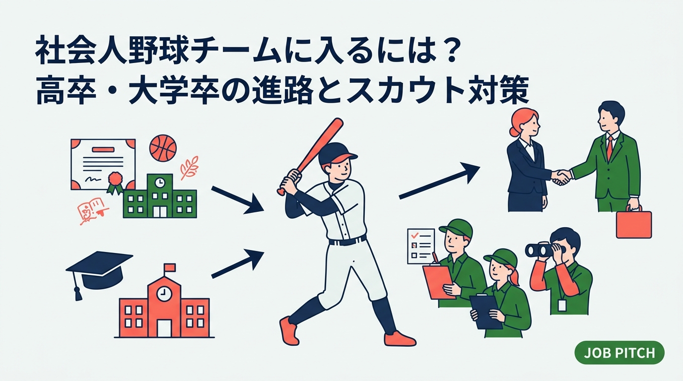 社会人野球チームに入るには何が必要か。高卒・大学卒それぞれの入団ルート、スカウトの見られ方、就職と野球の両立、入社後の働き方や引退後のキャリアまで、選手と保護者向けに実務的に解説します。
