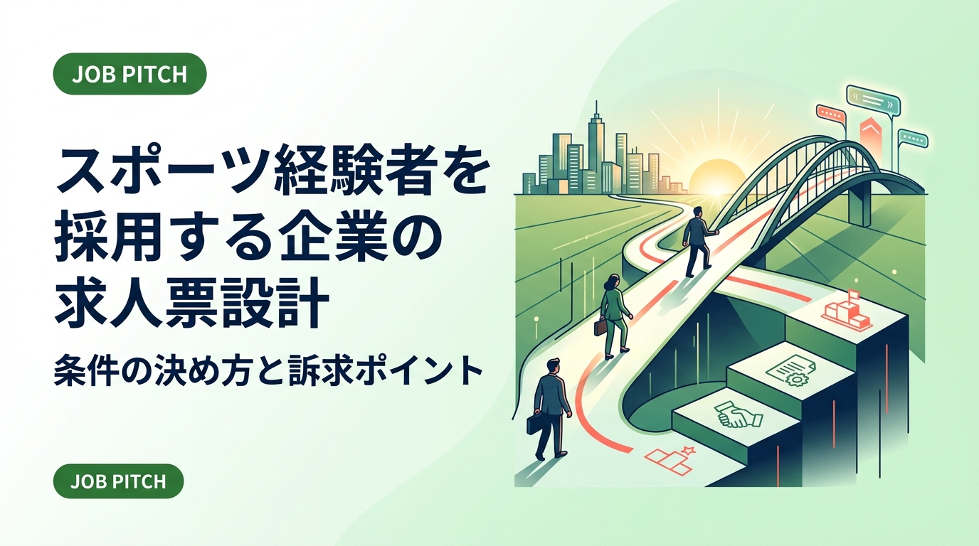 スポーツ経験者・体育会人材の採用で成果を出すには、求人票の条件設計が要です。給与・勤務時間・育成体制の示し方、響く言葉と避けたい表現、選考導線までを採用担当者向けに実務目線で解説します。